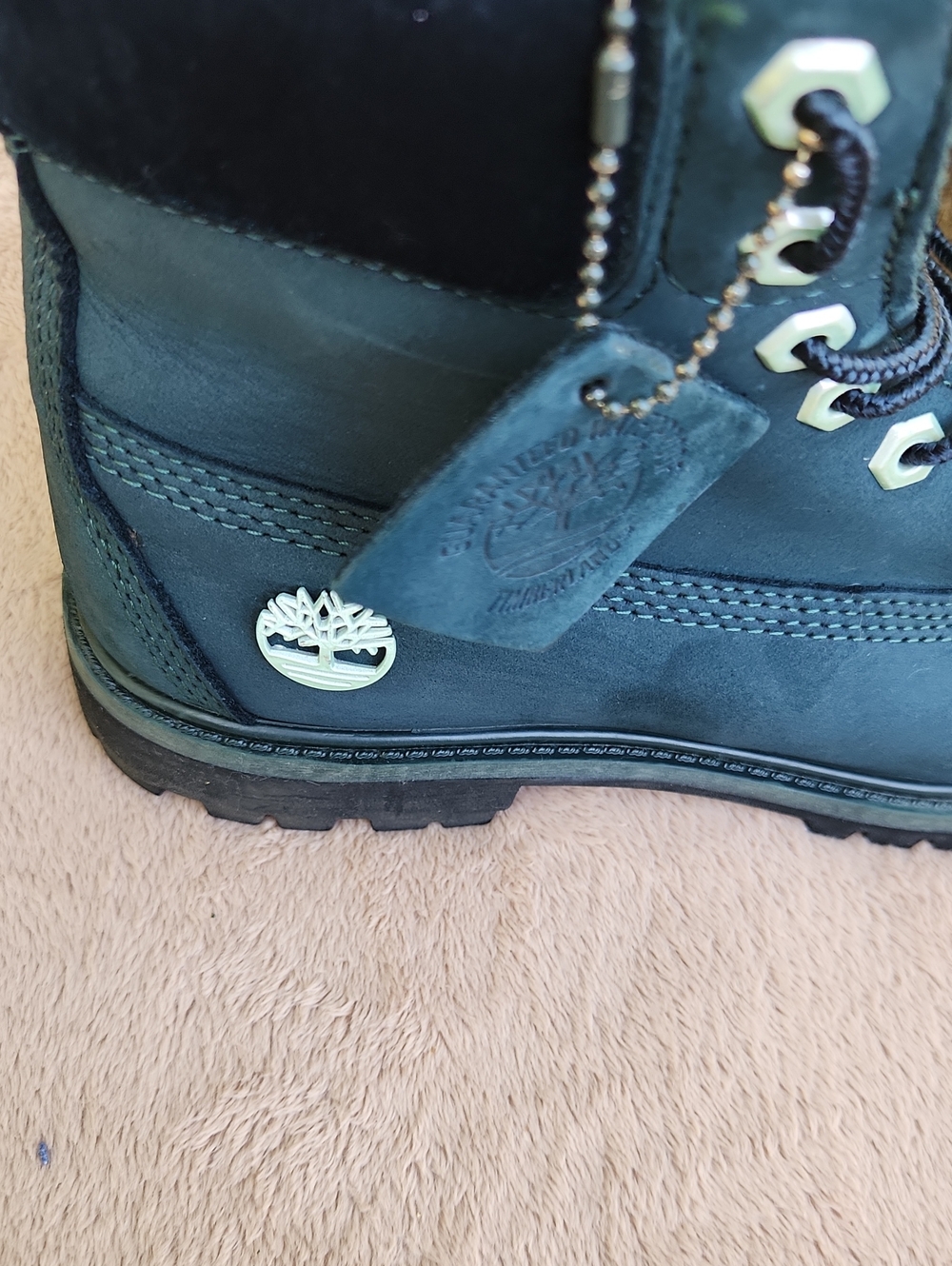 Timberland Emerald Green Waterproof Leather Boot Velvet Ankle Lining